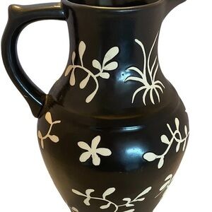 Black Pitcher with Matt Wildflower Dancing Design